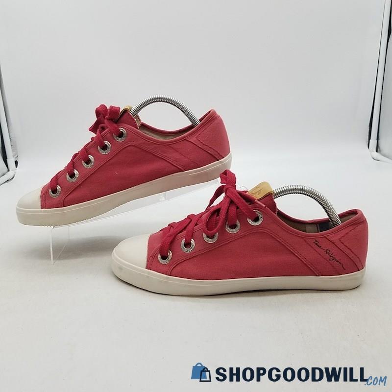 True Religion Women's Low Top Red Canvas Casual Sneakers Sz 11