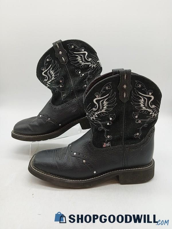 Justin Gypsy Women's Black Studded Suede Leather Western Boots SZ 10B