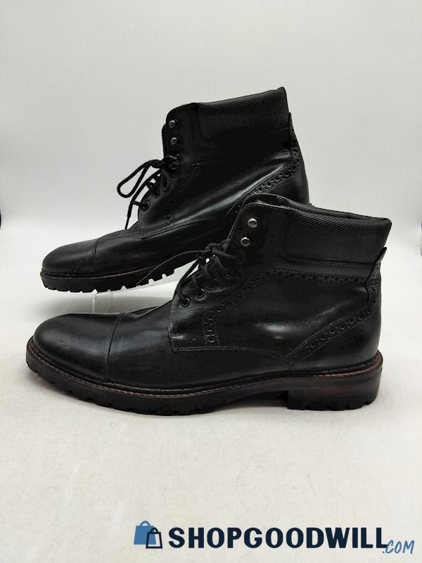 Johnston & Murphy Men's Black Leather Garrison Cap Toe Boot SZ 10