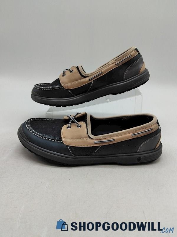 B Zees Women’s Navy/Tan Slip On Boat Shoes SZ 8 