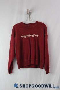 Harley-Davidson Women's Vtg Red Embroidered Long Sleeve Pullover Sweater SZ L