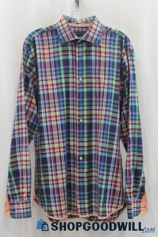 Hammer Made Men's Multicolor Plaid Button Up Shirt SZ 46/16.5