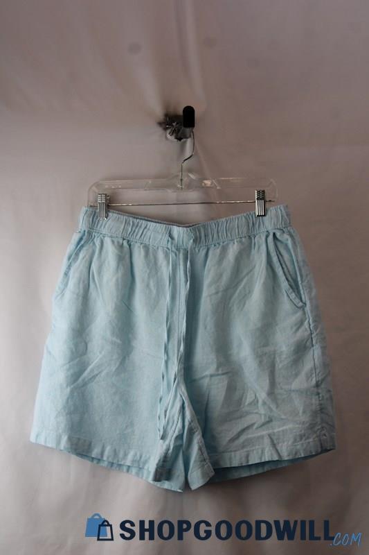 Tahari Women's Sky Blue Pull on Loose Fit Linen Short SZ L