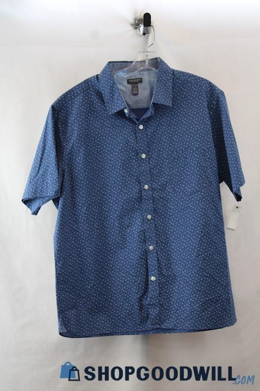 NWT Van Heusen Men's Blue Floral Button Up Short Sleeve Shirt SZ XL