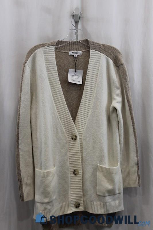 NWT BB Dakota Womens Off-White/Mocha Brown Knit Cardigan Sz S