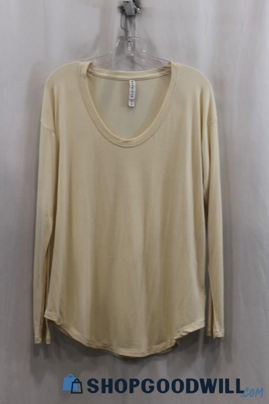 Athleta Women's Oatmeal Long Sleeve Shirt SZ M