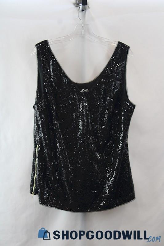 NWT Grace Karin Women's Black Sequin Embroidered Lightweight Tank Top SZ 2XL