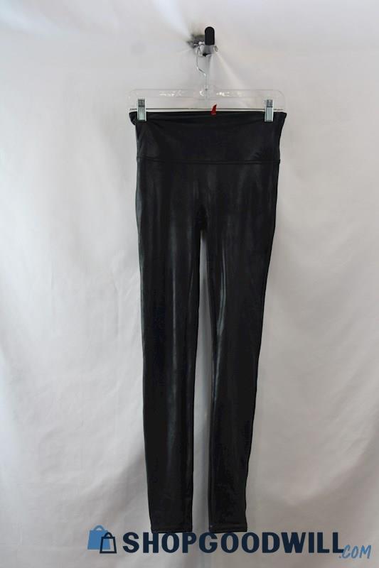 Spanx Women's Black Faux Leather Pull on Skinny Ankle Legging SZ 12/14