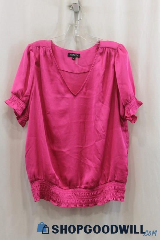 1 State Women's Hot Pink Shimmer Blouse SZ L