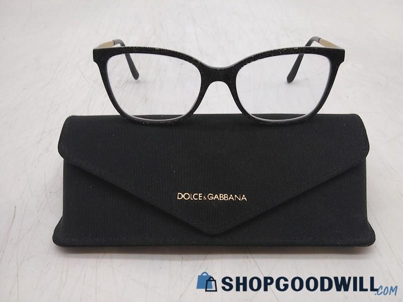 Dolce & Gabbana Women's Black Shimmer Plastic Frame Prescription Eyeglasses 