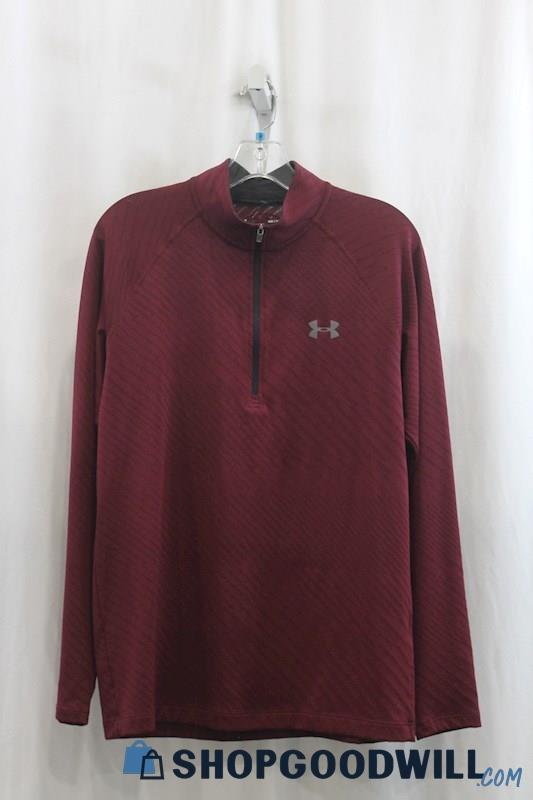 Under Armour Mens Burgundy 1/4 Zip Sweater Sz M