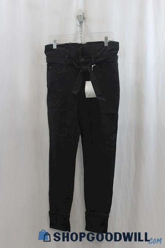 NWT KanCan Womens Black Belted Straight Leg Jeans Sz 9