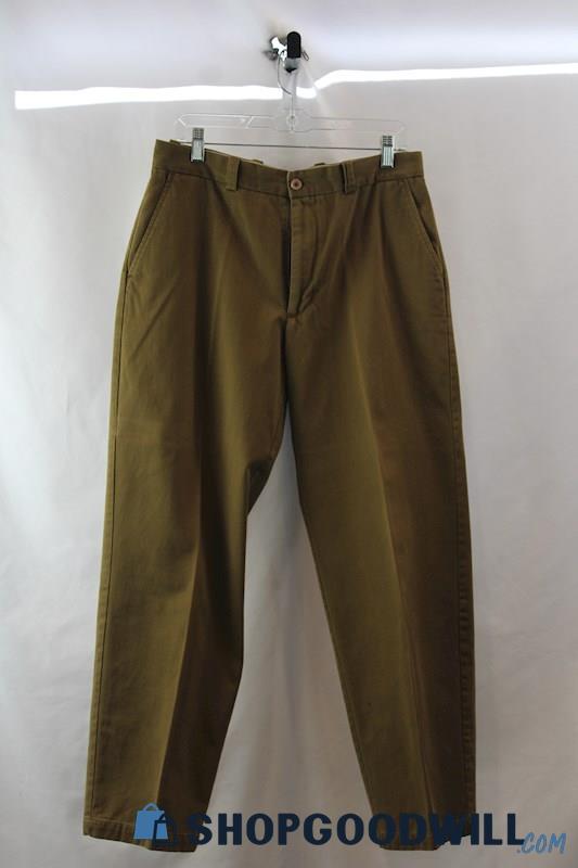 Perry Ellis Men's Brown Pleat Front Tapered Leg Twill Pant SZ 33/32