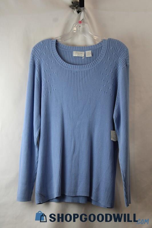 Envision Avenue Women's Periwinkle Ribbed Geo Pattern Knit Long Sleeve Tee sz 3X