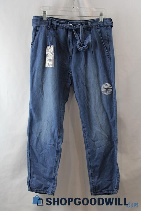 NWT Rhythm In Blues Women's Dark Wash Tie Belt Slim Ankle Jeans sz 8