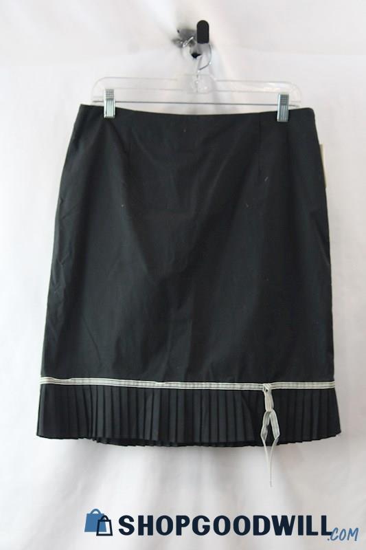 NWT Elliot Lauren Women's Black Pleated Ribbon Embellished A-Line Skirt sz 10