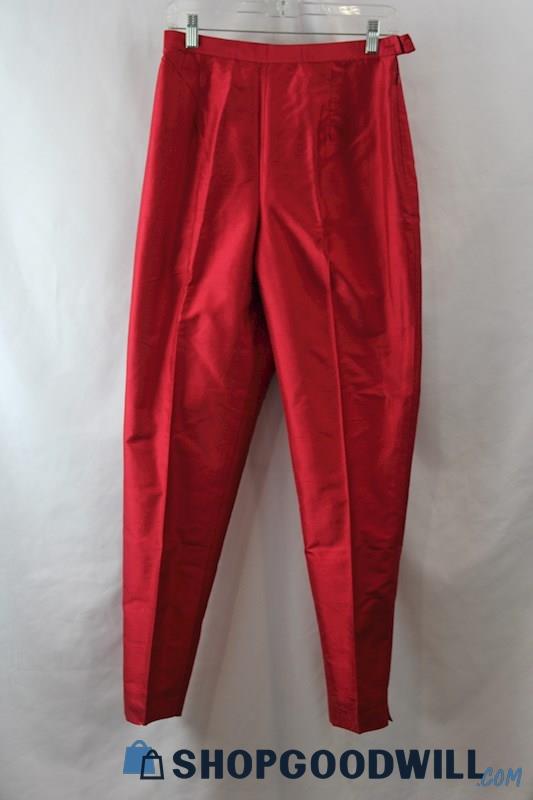 Pendleton Women's Red 100% Silk Pleated Barrel Leg Ankle Pants sz 8