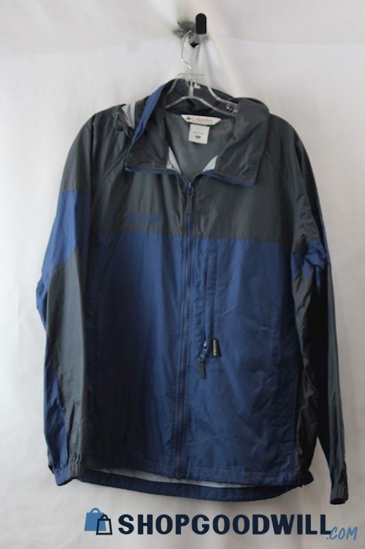 Columbia Men's Navy/Gray Full Zip Hooded Rain Jacket sz M