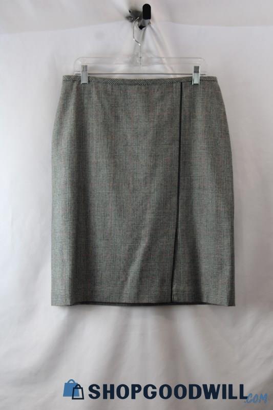 Brooks Brothers Women's Black/Gray Plaid Wool Pencil Skirt SZ 12