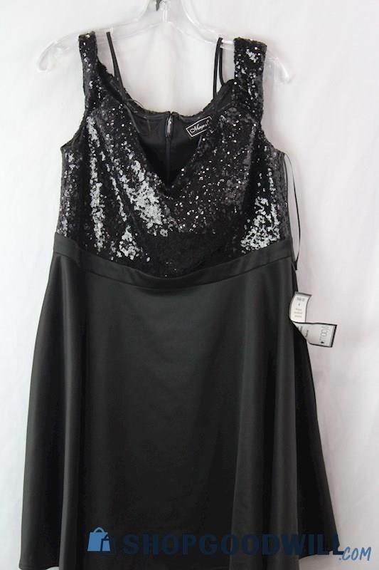 NWT Morgan & Co. Women's Black Sequin Dress Sz 14W