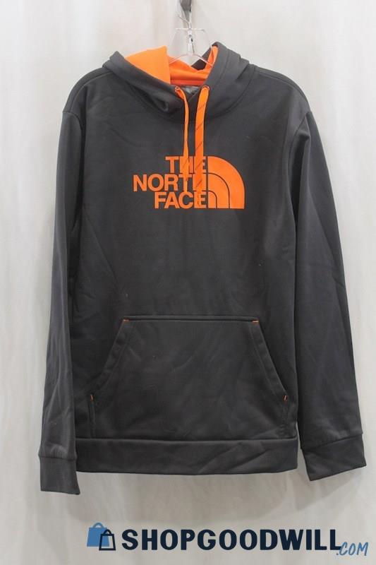 The North Face Men's Gray/Orange Logo Graphic Pullover Hoodie SZ L