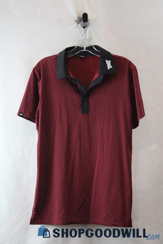 DXG Men' Red/Black Patterned Performance polo SZ S