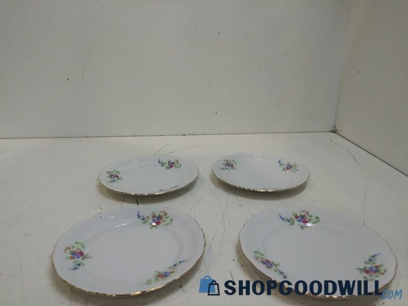 4PC Wawel China Saucers Floral Pattern with Roses Porcelain Dish Kitchen decor