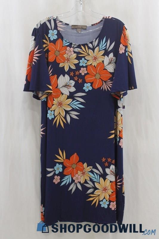 NWT Alexandra + Oak Women's Navy/Red Floral Print T-Shirt Dress SZ 2XL