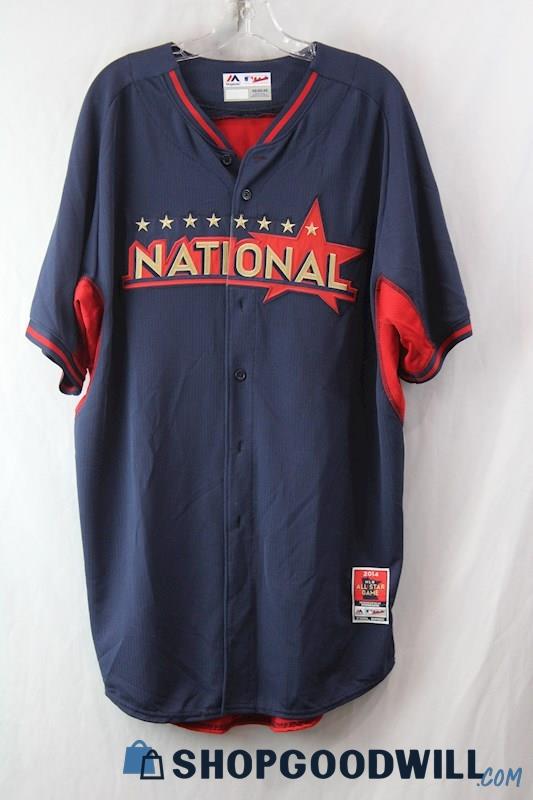 Majestic Men's Blue/Red MLB 2014 all Star Game Button-up Shirt Sz 48