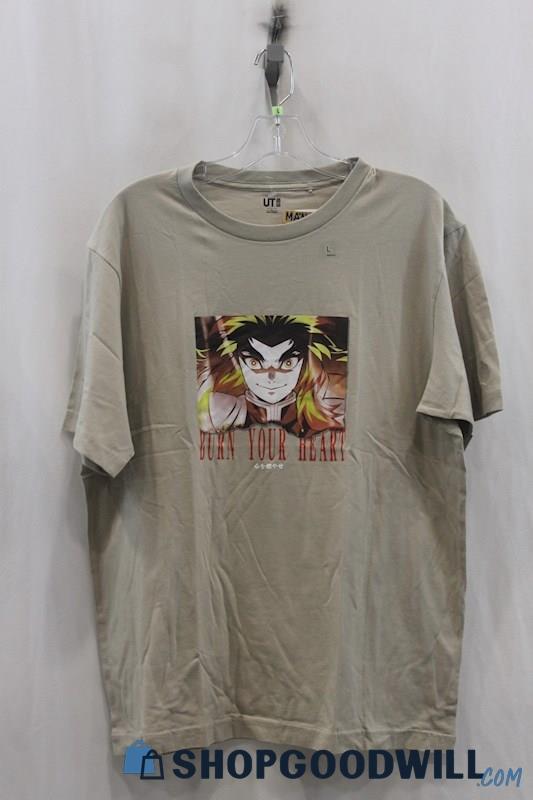 NWT Demon Slayer Unisex Beige 'Rengoku' Graphic Tee Sz L