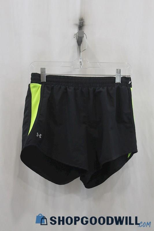 Under Armour Womens Black/Neon Green Running Shorts Sz S