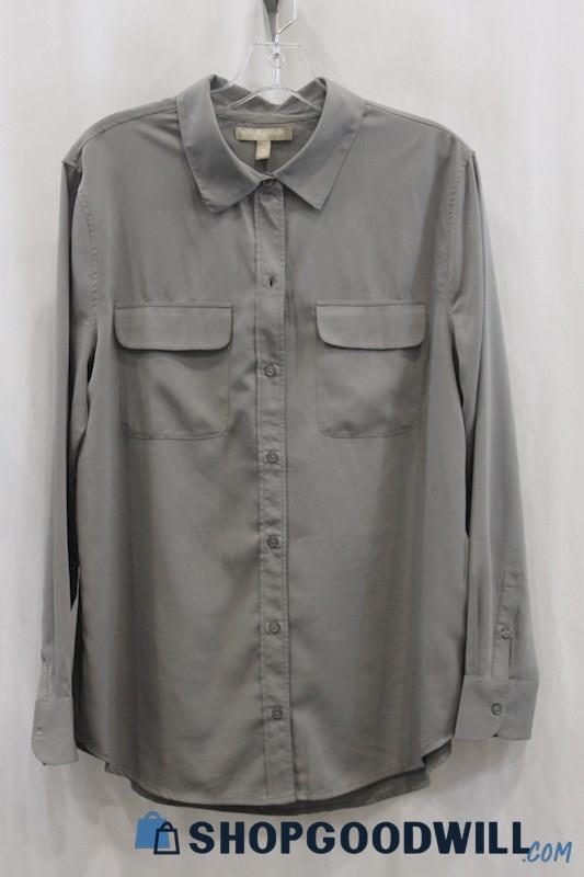 Banana Republic Women's Gray Tech Button Up Shirt SZ M