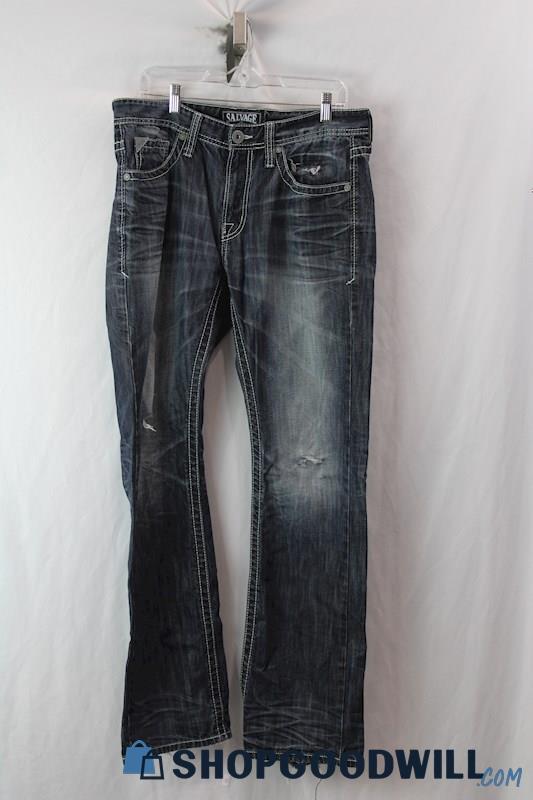 Salvage Men's Blue Denim Jean Relaxed Straight Jean SZ 33L