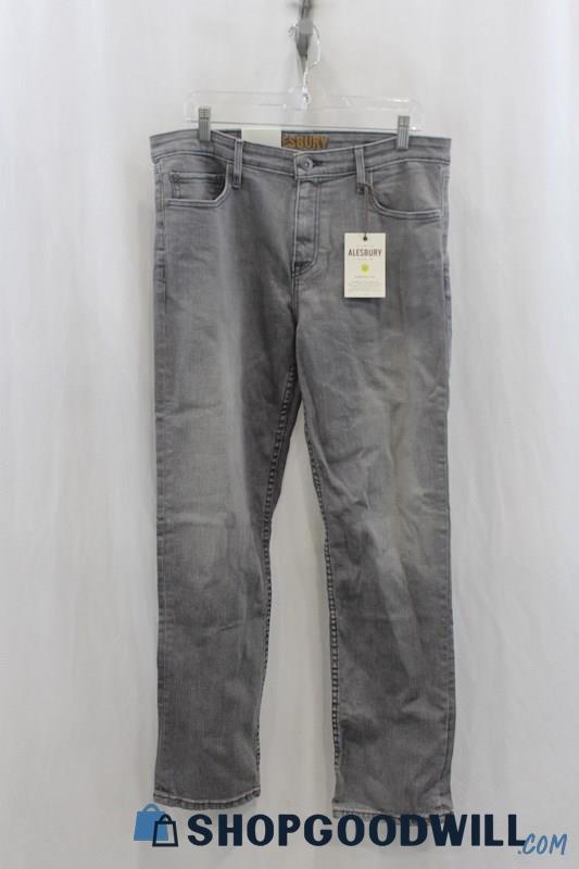 NWT Alesbury Mens Gray Straight Leg Jeans Sz 33x32