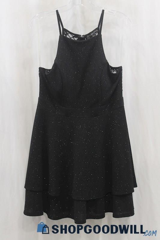 NWT 3 Pink Hearts Women's Black Glitter Halter Dress SZ XL