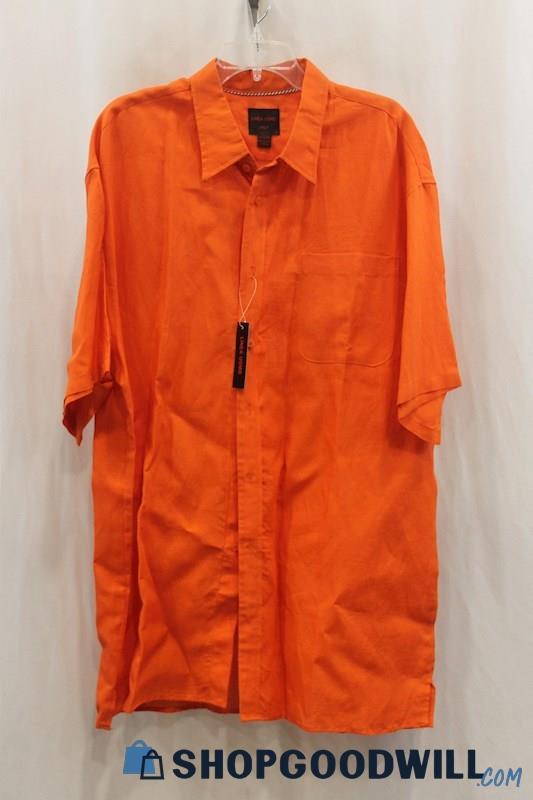 Linea Uomo Men's Orange Button Up Shirt SZ 3XLT