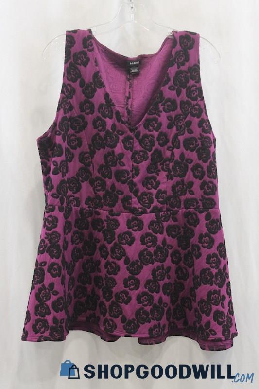 NWT Torrid Women's Purple/Black Floral Print Tank Shirt SZ 1X