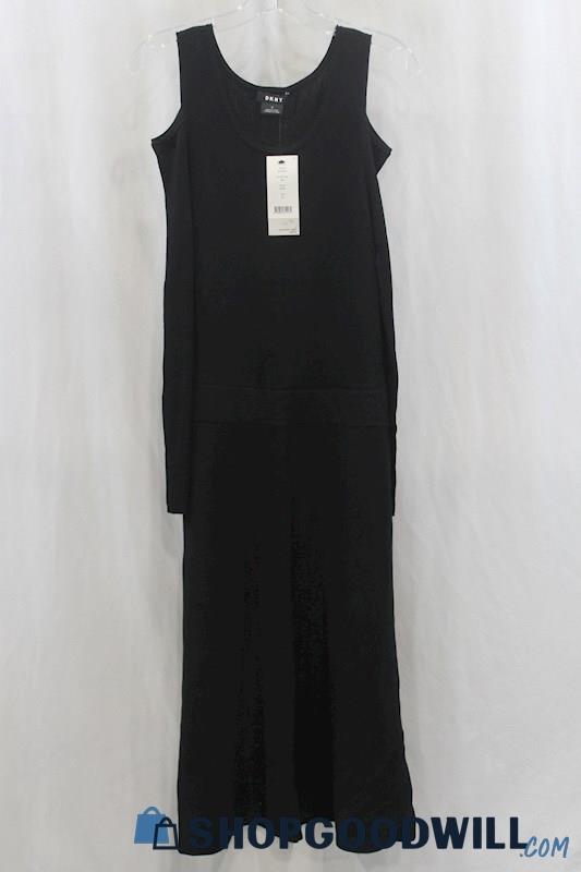 NWT DKNY Women's Black Cold Shoulder Sweater Dress SZ M