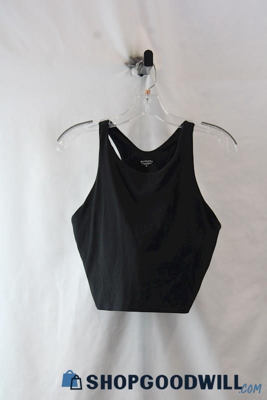 Athleta Women's Black Fitted Cropped Active Tank with Built-in Bra sz XL