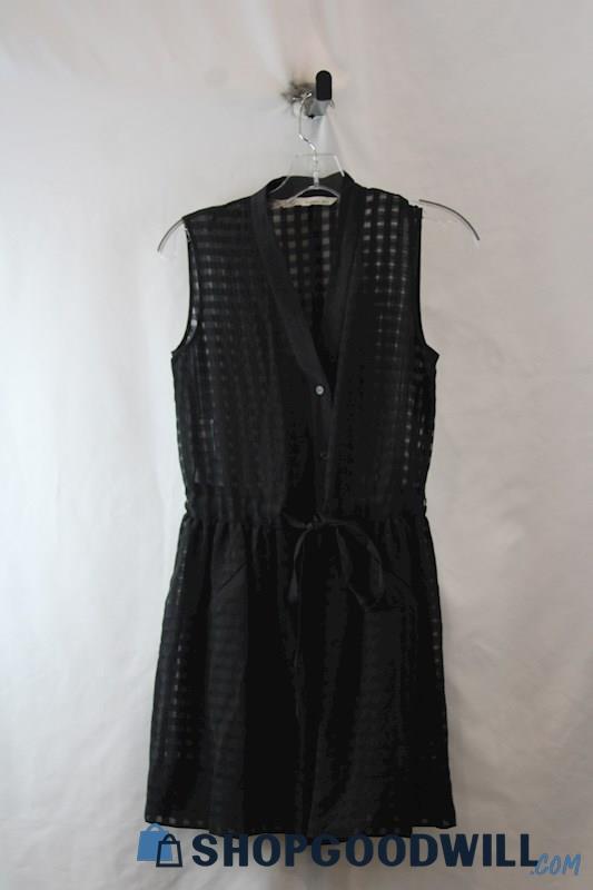 Rachel By Rachel Roy Women's Black Sheer Checkered Belted Dress SZ 0