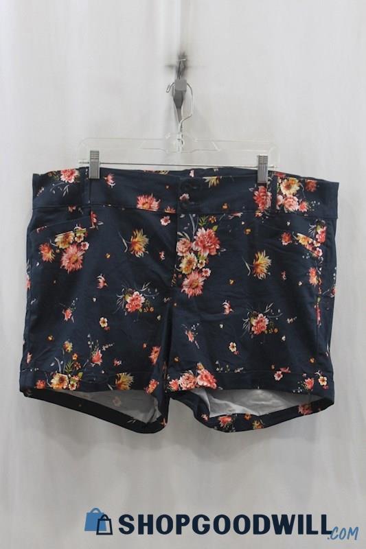 Torrid Women's Navy/Pink Floral Print Chino Short SZ 22