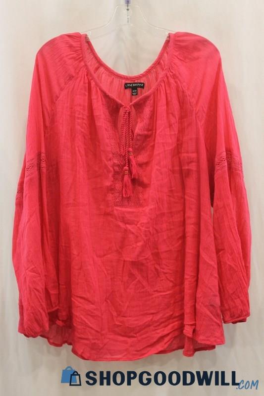 Lane Bryant Womens Hot Pink Tassel Tunic Blouse Sz 18/20