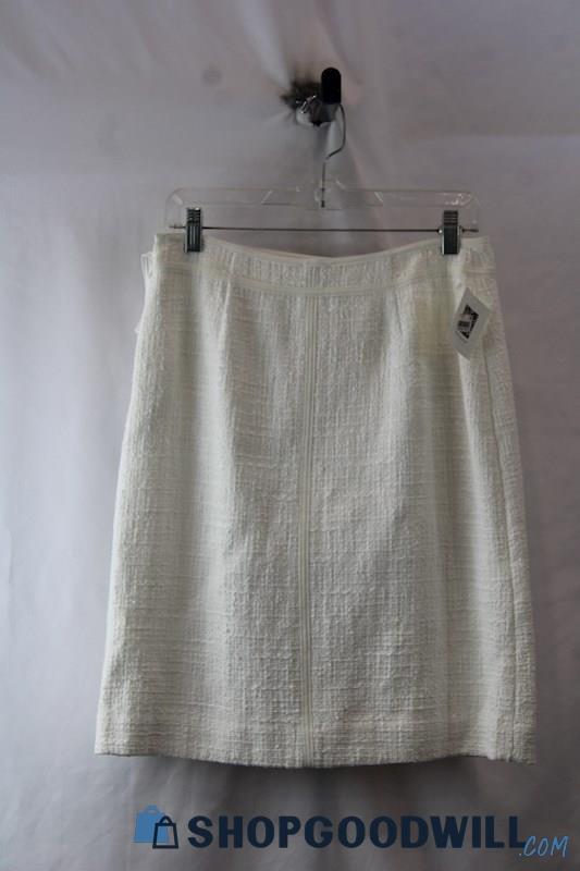 NWT Anne Klein Women's White Textured Straight A-Line Skirt sz 4