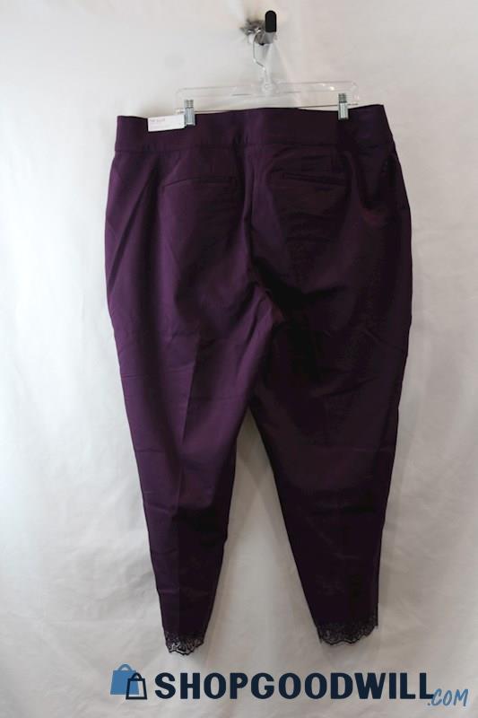 NWT Lane Bryant Women's Purple Lace Hem Straight Leg Pant SZ 22