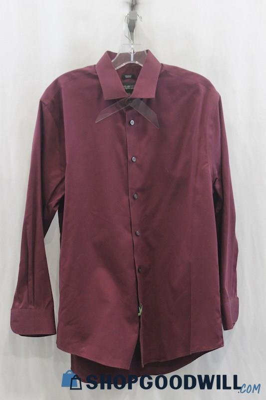 Kenneth Cole Mens Dark Red Dress Shirt Sz 16.5-32/33