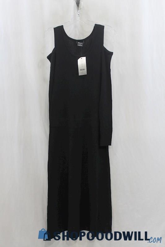 NWT DKNY Women's Black Cold Shoulder Sweater Dress SZ M