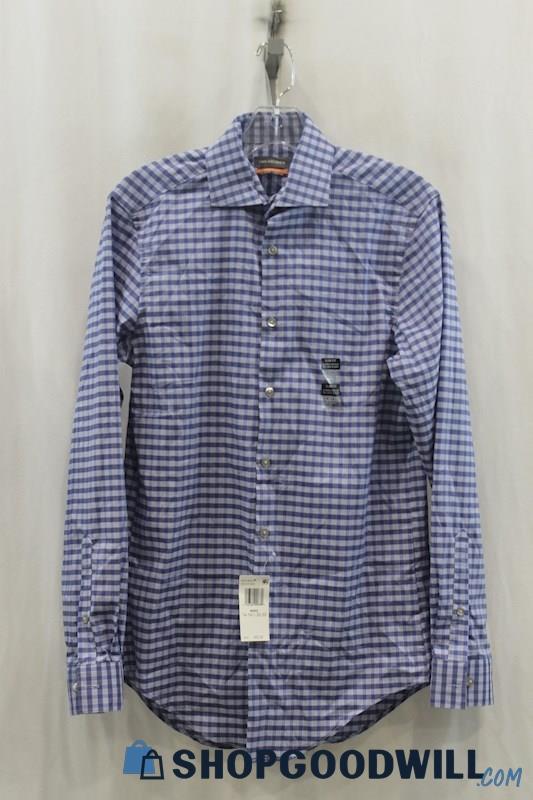 NWT Van Heusen Mens Multi-Blue Gingham Dress Shirt Sz S