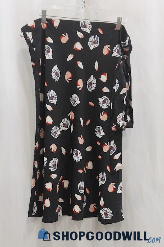 NWT Loft Women's Black/Red Floral Print Straight Skirt SZ XL