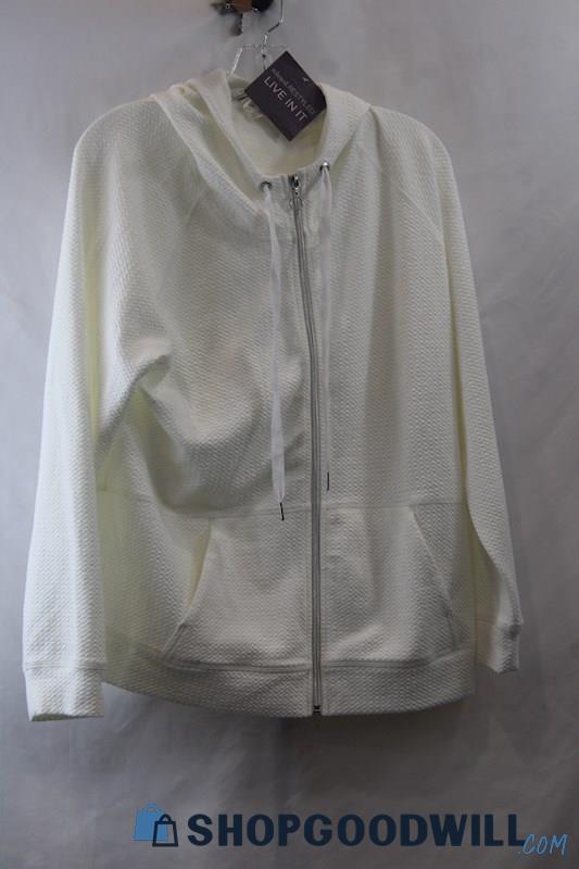 NWT CJ Banks Woman's White Full Zip Sweater sz X