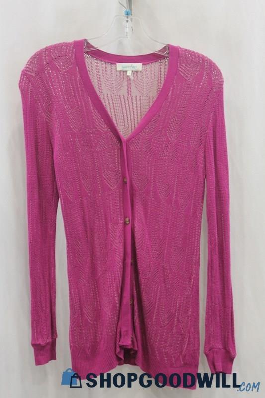 Grace & Lace Womens Hot Purple Knit Cardigan Sz M